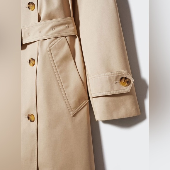 Mango Longline Trench Coat Belted Cotton Blend Size XL - Picture 6 of 14